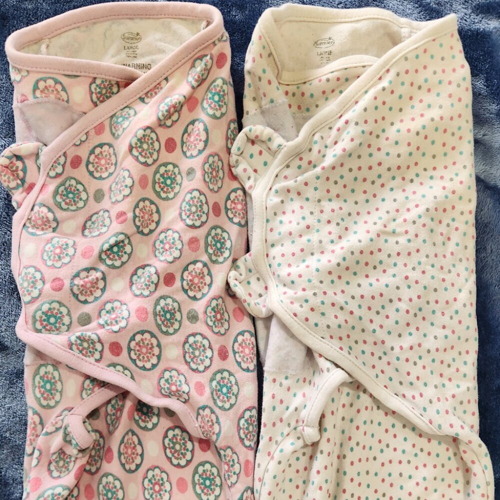 2-Sleeper Swaddle Me Wraps Infant Girls Size Large